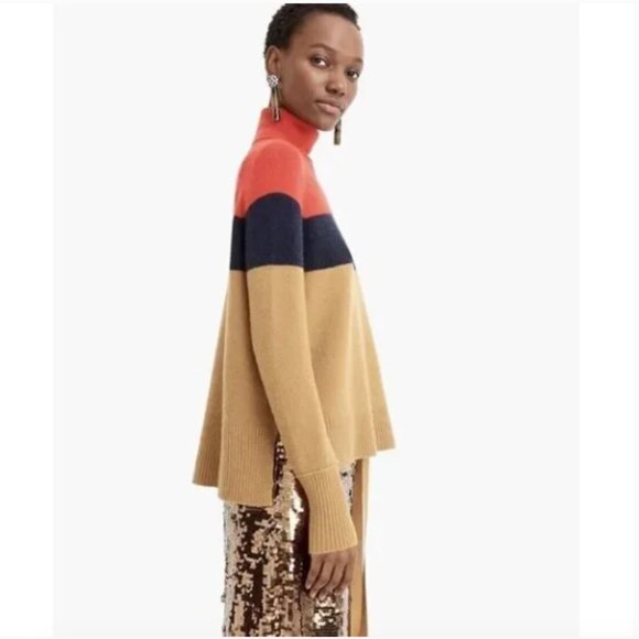 J. Crew Red, Navy, and Tan Turtleneck Sweater US M - Picture 3 of 14